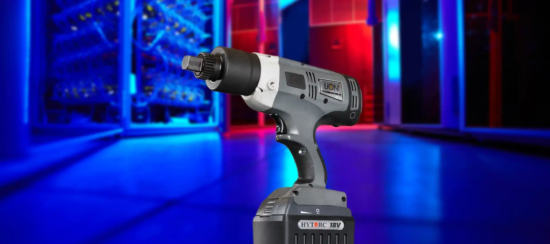 A LION Gun Electric Torque Tool in a server room.