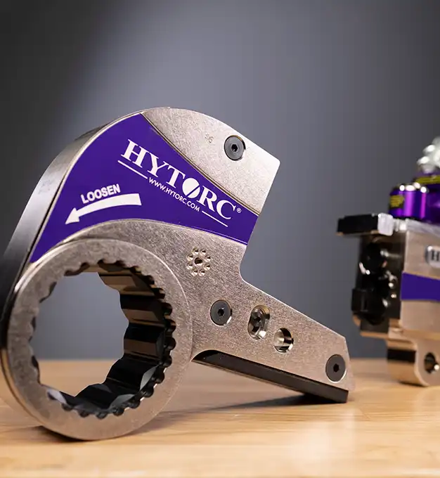 A HYTORC Stealth hydraulic wrench in a low-clearance application