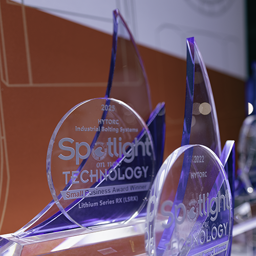 HYTORC's collection of Spotlight on New Technology awards.