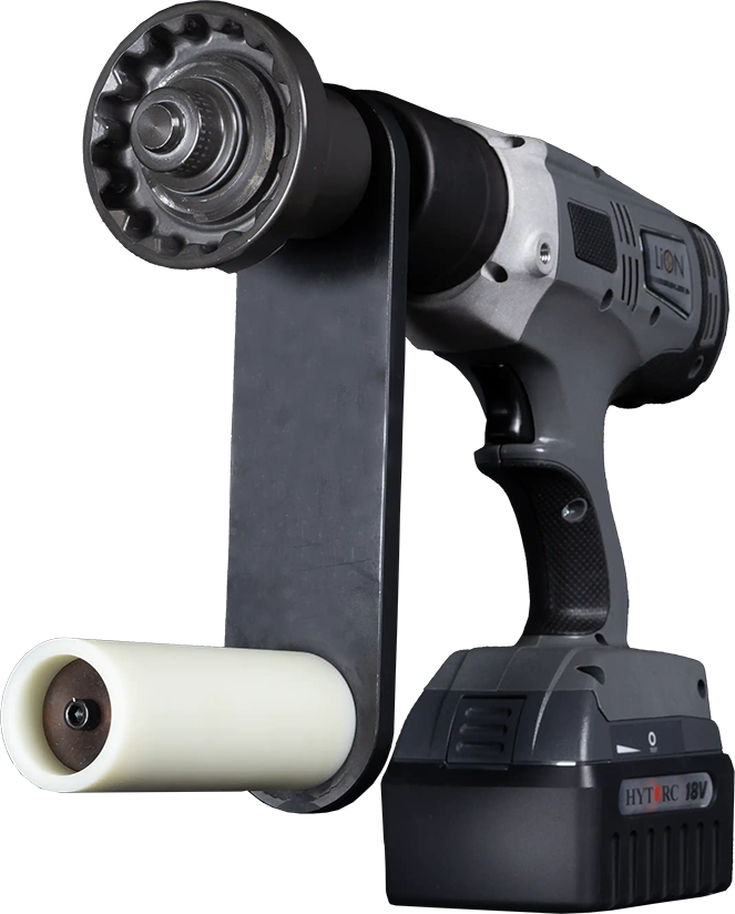 A HYTORC Center Lock Kit, complete with LION GUN Electric Torque Tool and other included accessories.