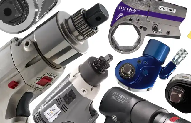 A collection of HYTORC hydraulic, pneumatic, and electric torque tools available for rental